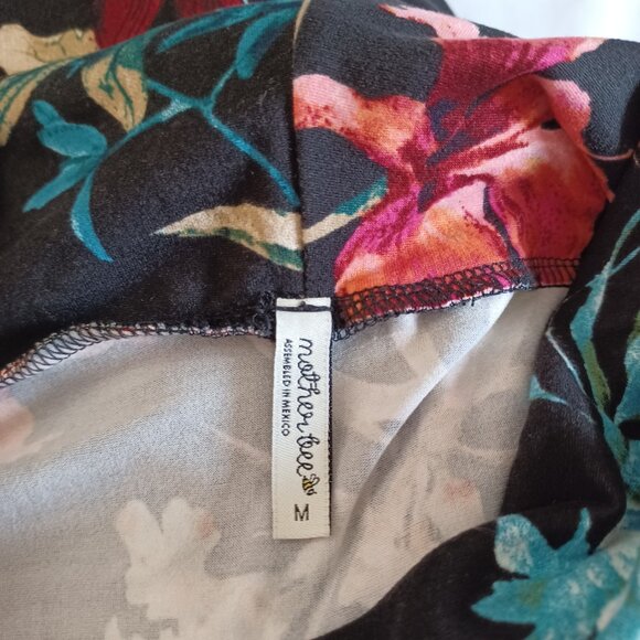 Mother Bee Maternity Dress Long Sleeve Cowl Neck Floral Bodycon Black Red Size M - Picture 6 of 9